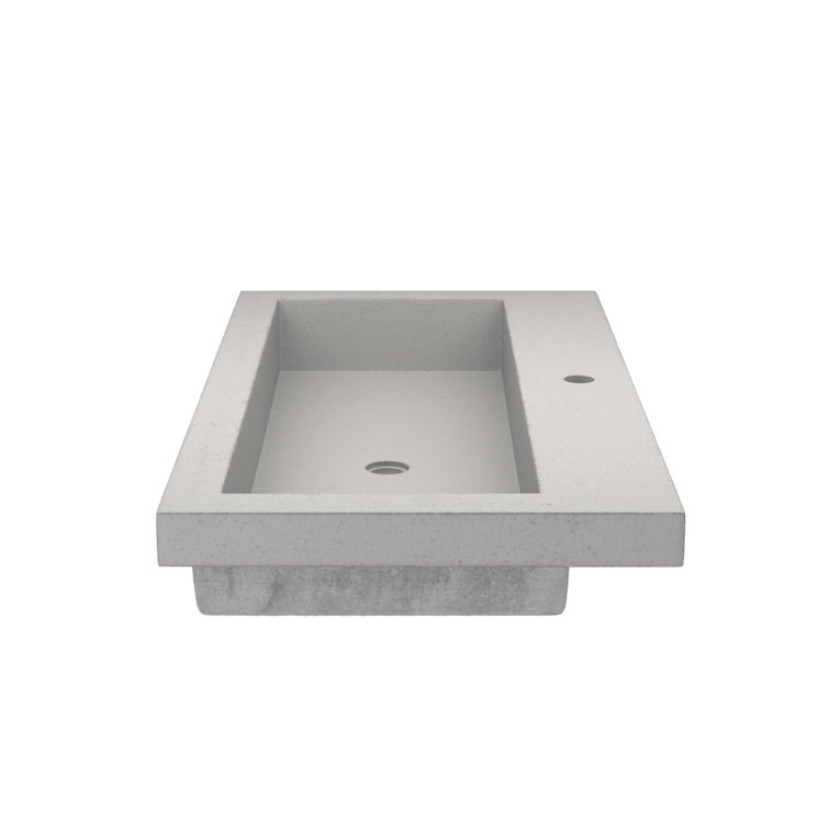 36" Gray Concrete Rectangular Drop-In Bathroom Sink