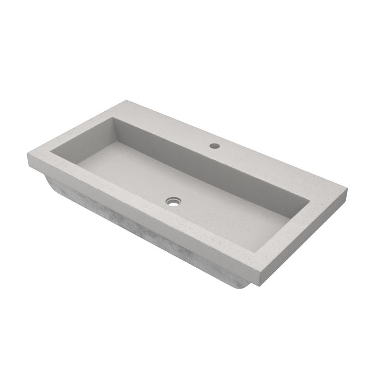 36" Gray Concrete Rectangular Drop-In Bathroom Sink