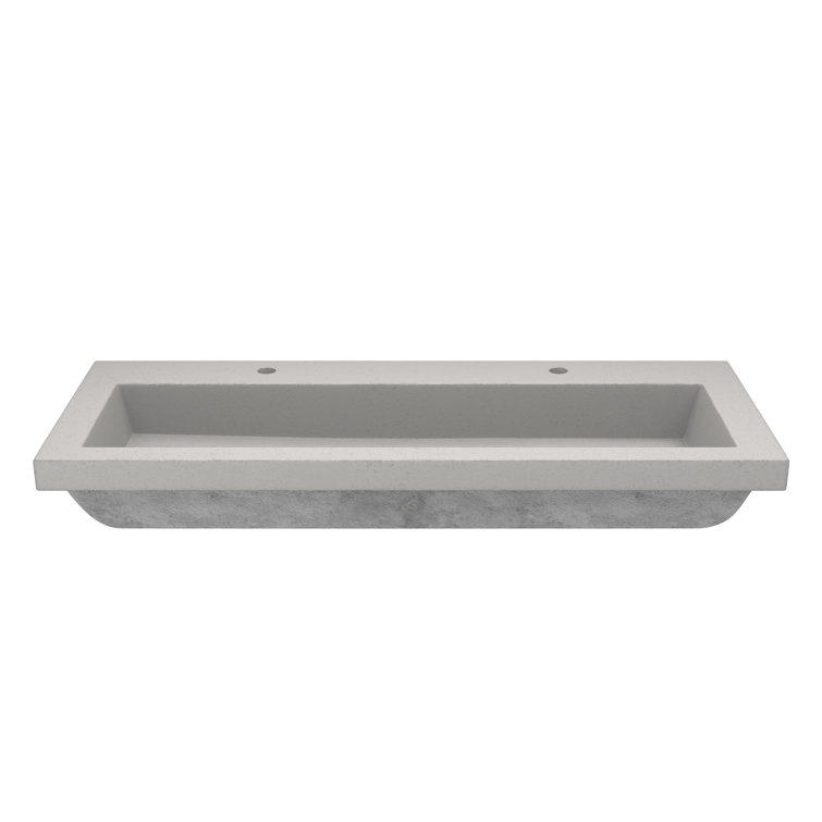 Modern 48" Copper-Toned Rectangular Stone Drop-In Sink
