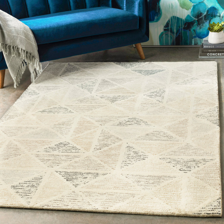 Black and Charcoal Handmade Wool Tufted Square Rug