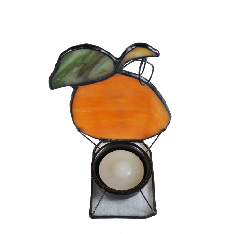 Autumnal Glow 6.25" Handcrafted Glass Tabletop Candle Lantern