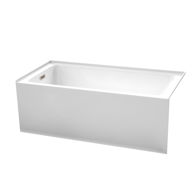 White Acrylic 60'' Alcove Soaking Bathtub with Right-Hand Drain