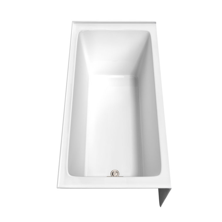 White Acrylic 60'' Alcove Soaking Bathtub with Right-Hand Drain