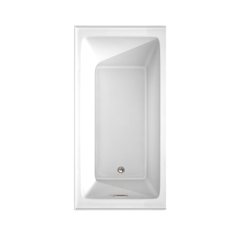 White Acrylic 60'' Alcove Soaking Bathtub with Right-Hand Drain