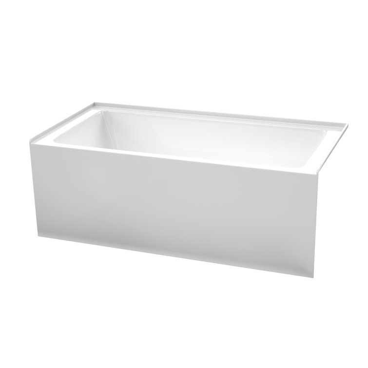 White Acrylic 60'' Alcove Soaking Bathtub with Right-Hand Drain