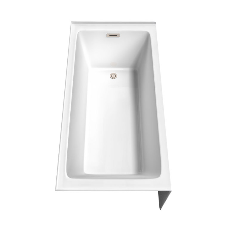 White Acrylic 60'' Alcove Soaking Bathtub with Right-Hand Drain