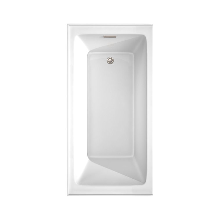 White Acrylic 60'' Alcove Soaking Bathtub with Right-Hand Drain