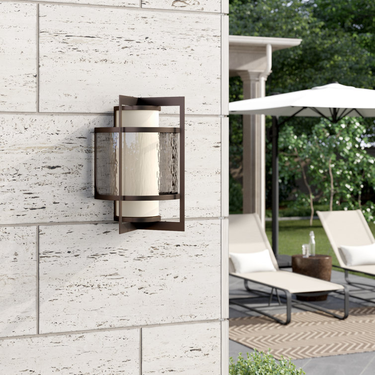 Bronze Dimmable Outdoor Wall Sconce with Frosted Glass