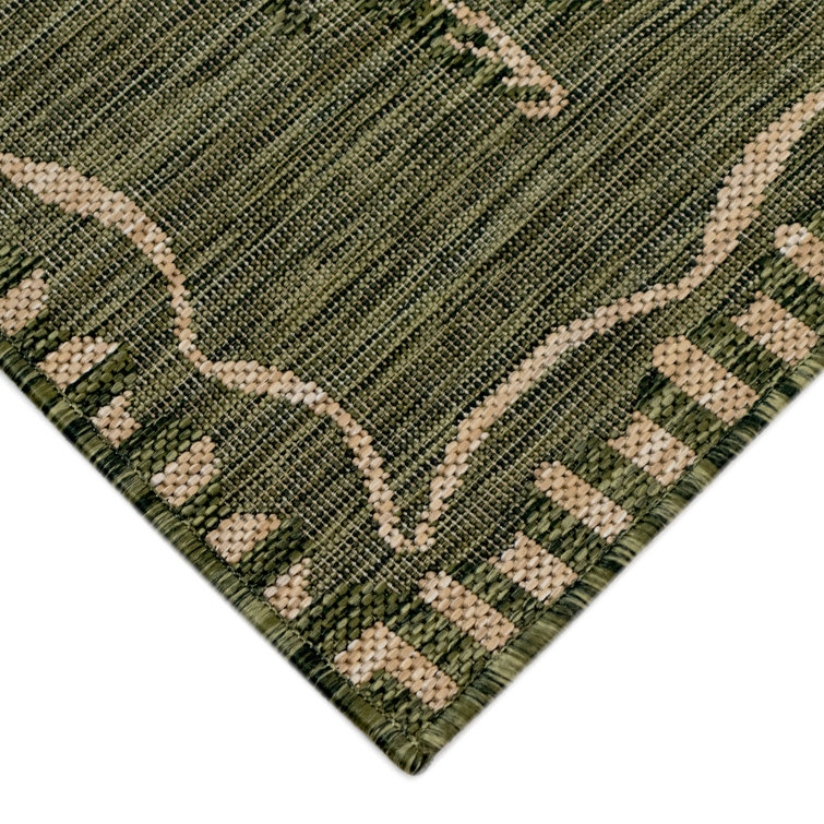 Carmel Dragonfly Green Rectangular Easy-Care Outdoor Rug