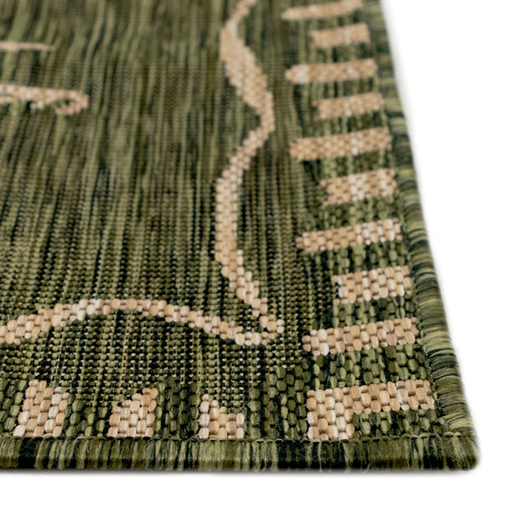 Carmel Dragonfly Green Rectangular Easy-Care Outdoor Rug