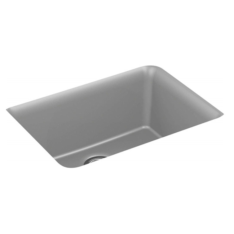 Matte Grey Stone Undermount Single-Bowl Kitchen Sink