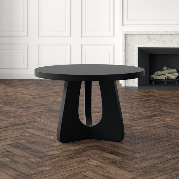 Kumeo 48" Round Light Gray-Dark Brown Mid-Century Modern Dining Table