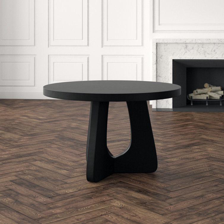 Kumeo 48" Round Light Gray-Dark Brown Mid-Century Modern Dining Table