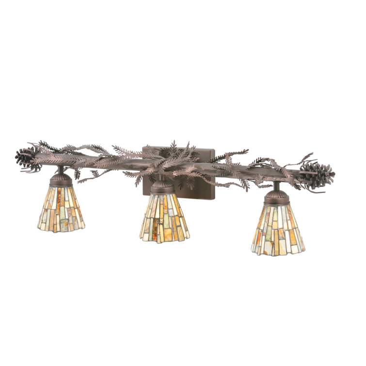 Rustic Jadestone 3-Light Vanity Fixture in Mahogany Bronze