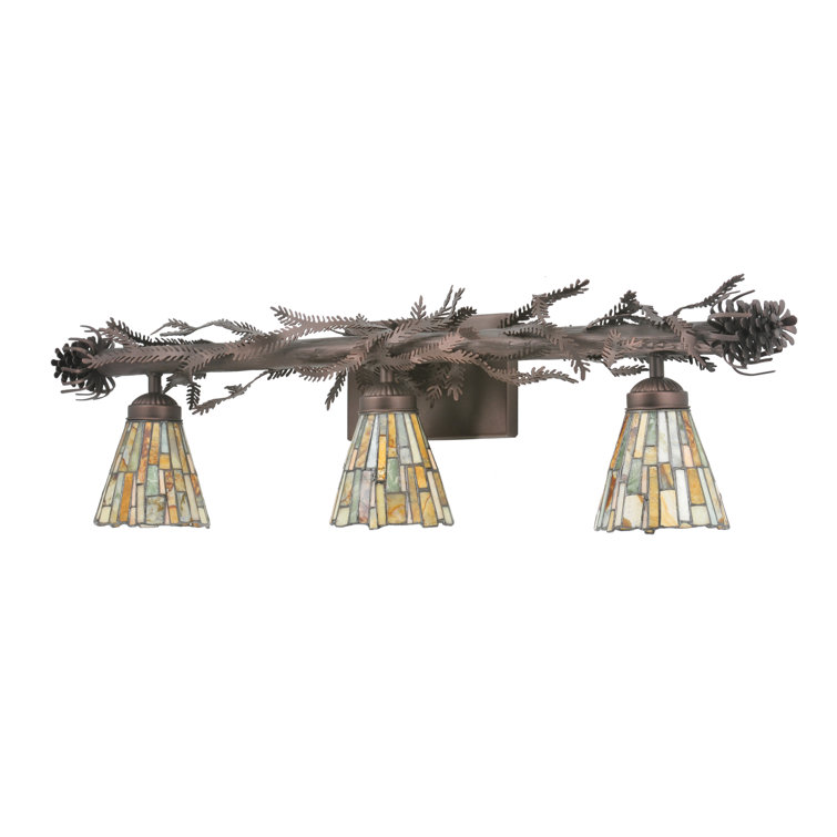 Rustic Jadestone 3-Light Vanity Fixture in Mahogany Bronze
