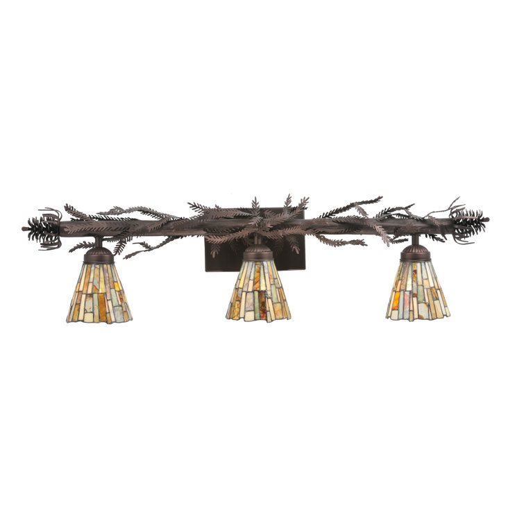 Rustic Jadestone 3-Light Vanity Fixture in Mahogany Bronze