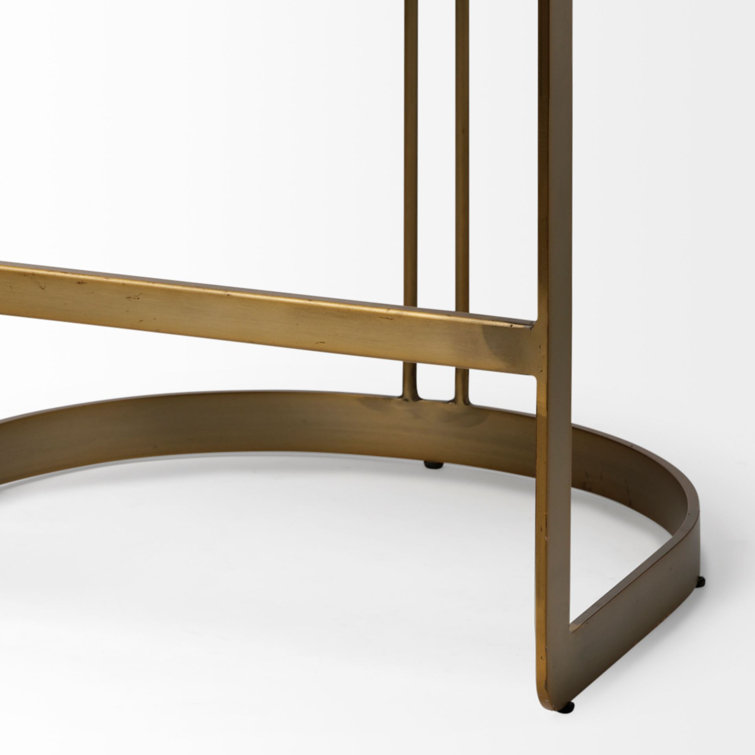 Bradley Brown Leather and Gold Metal Counter Stool