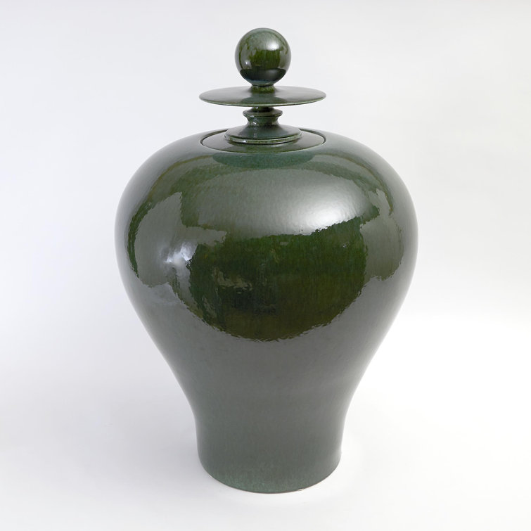 Emerald Green Tall Ceramic Temple Jar