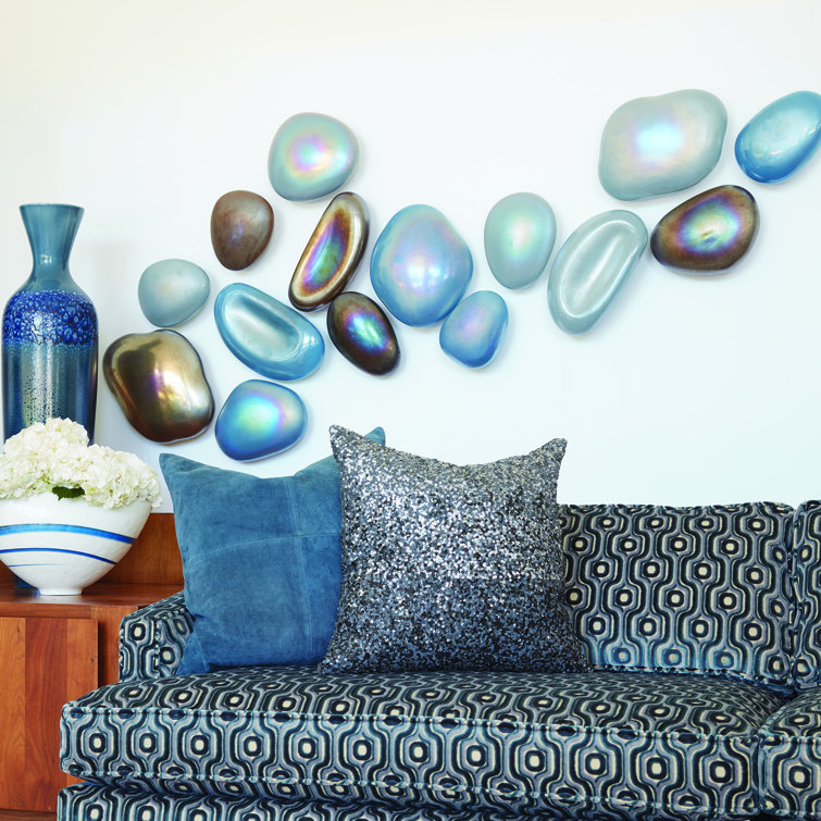 Set of 5 Clear and Gold Glass Wall Gems