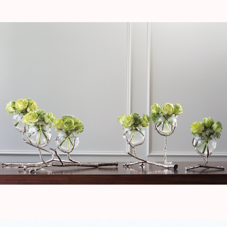 Contemporary Nickel-Twist Glass Bud Vase, 8"L x 5.5"W