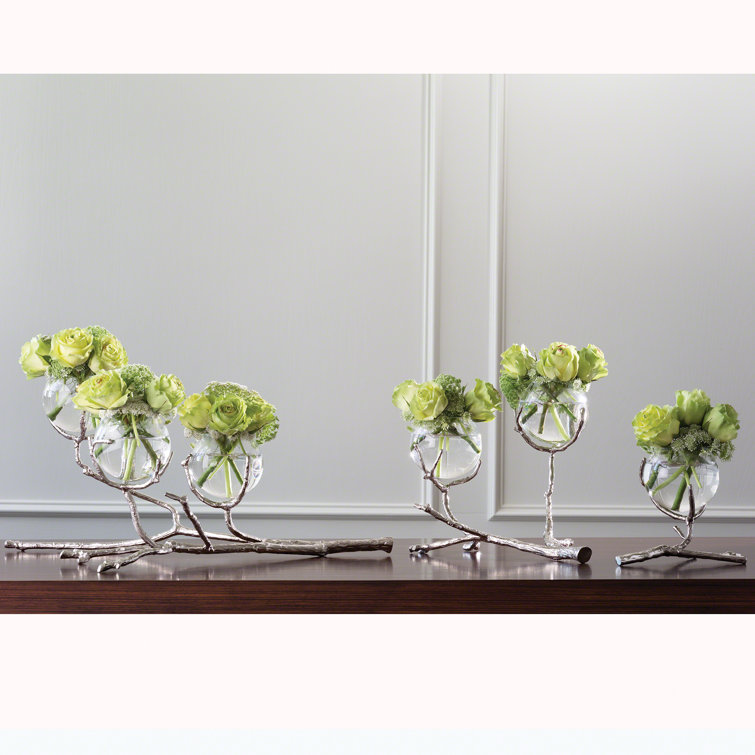 Nickel Finish Brass and Glass Coffee Table