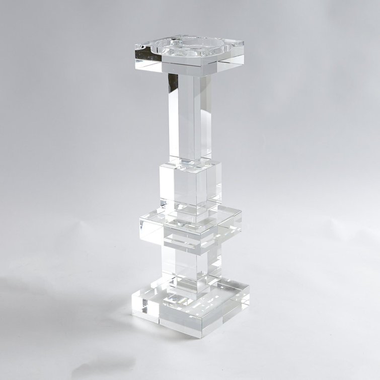 Elegant 18.25'' Polished Crystal Pillar Candle Holder