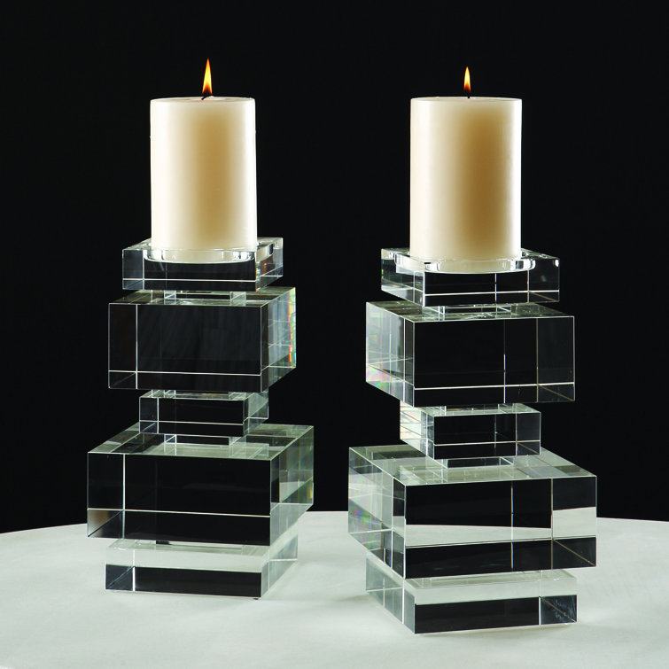 Transitional Geometric Crystal Pillar Candlestick Holder