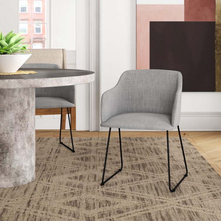 Parsons Light Grey Woven Fabric Arm Chair Set