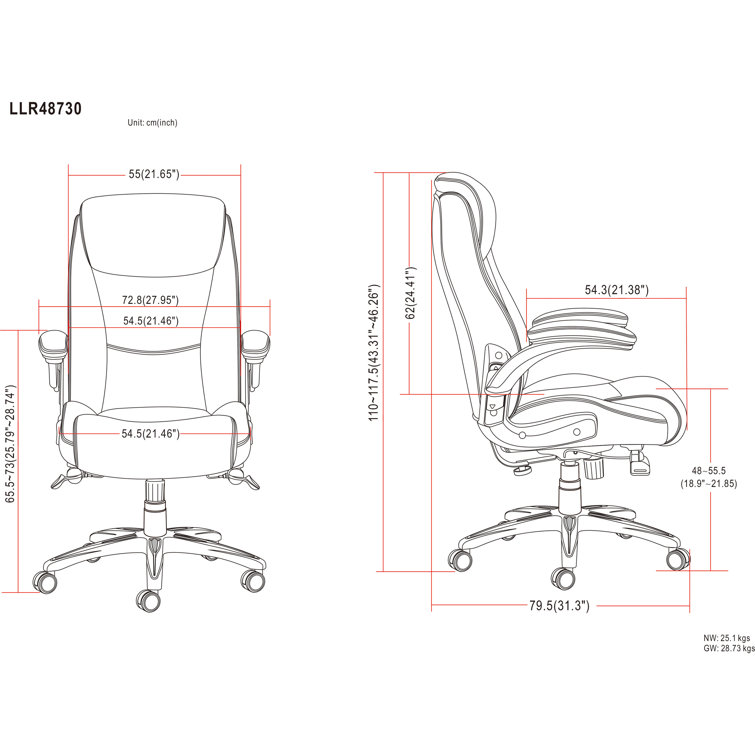High-Back Executive Swivel Chair with Adjustable Arms in Black Leather
