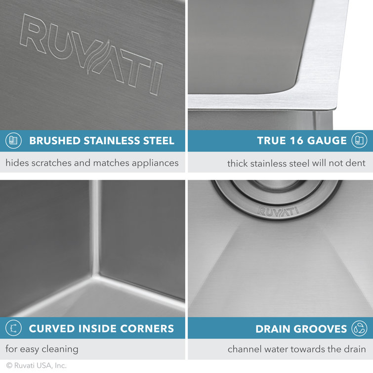 Ruvati 32-inch Satin Finish Stainless Steel Single Bowl Kitchen Sink