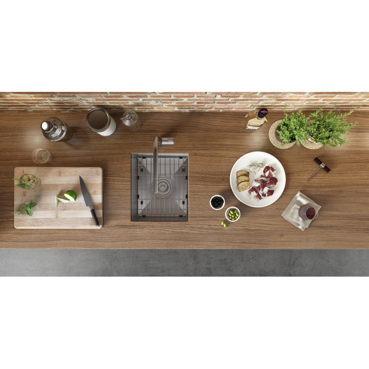 Brushed Stainless Steel Undermount Single Bowl Bar Prep Sink