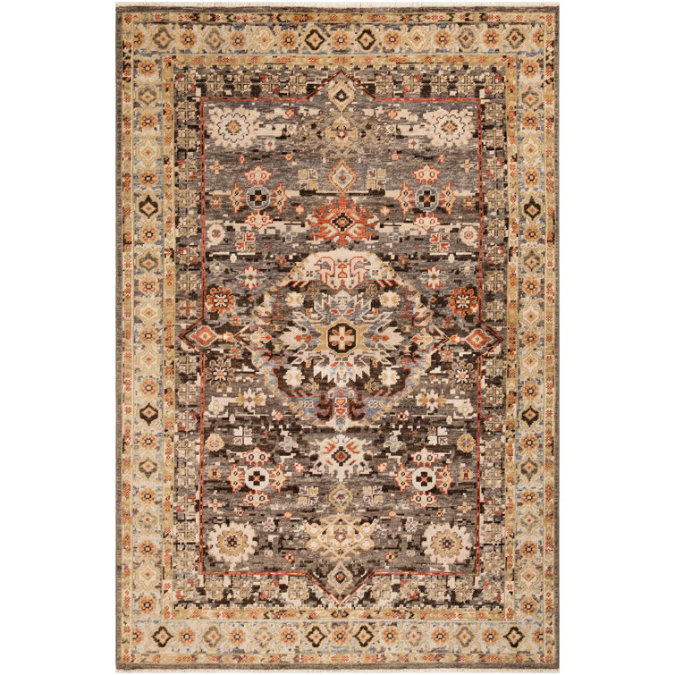 Small Multicolor Hand-Knotted Wool Floral Accent Rug