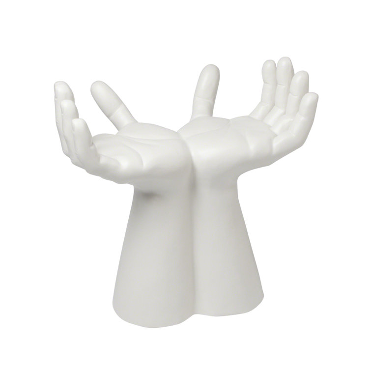 Matte White Ceramic Hands Sculpted Stool - Made in Italy