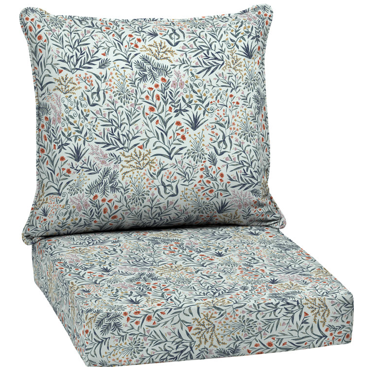 Pistachio Botanical Outdoor Deep Seat Cushion Set, 24 x 24, Polyester