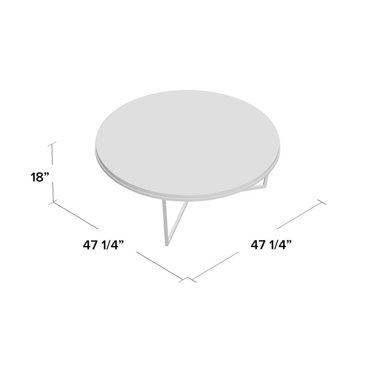 Round Dark Gray Leather and Gold Metal Coffee Table