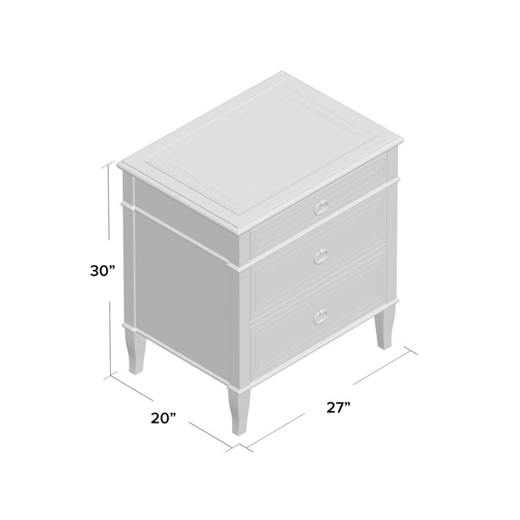 Brooksby Mahogany 3-Drawer Nightstand with Black Handles