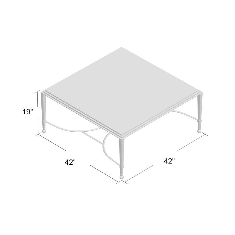 Gray Metal and Glass Square Cocktail Table, 42-inch
