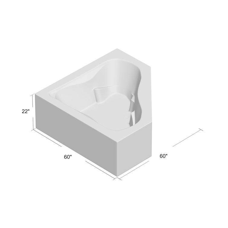 Oyster 60" x 60" Acrylic Neo Angle Corner Bathtub