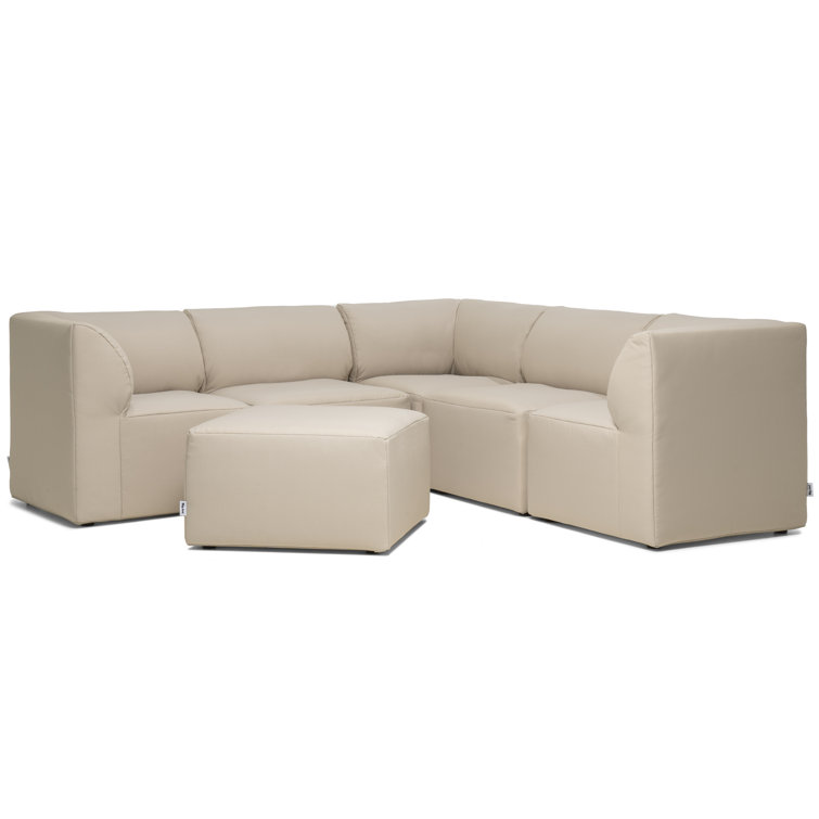 Terra Beige Outdoor Sectional with Wood Frame