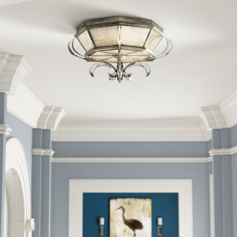 Elegant Beveled Arcs 26" Gold Leaf Crystal LED Flush Mount