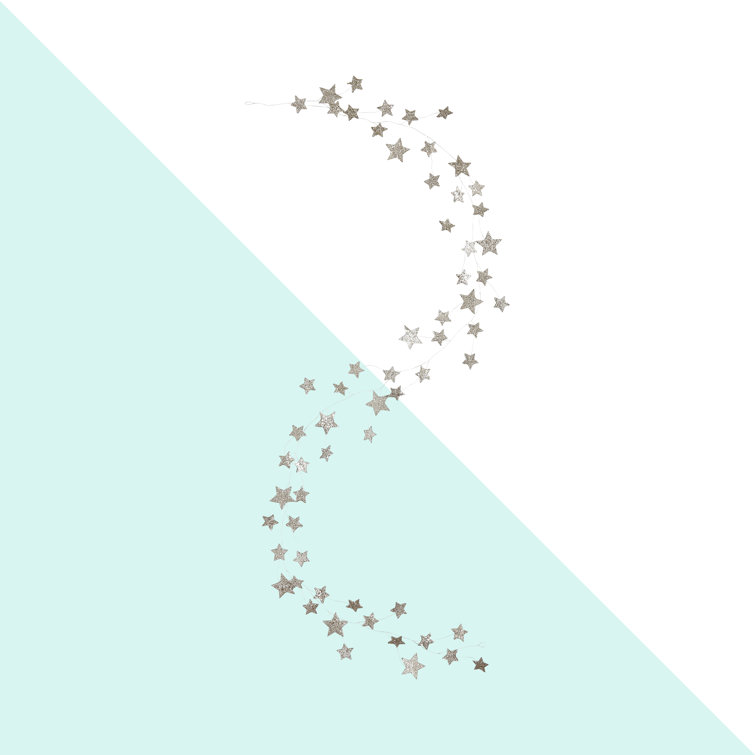 Silver Glitter Star 72-Inch Outdoor Pine Garland