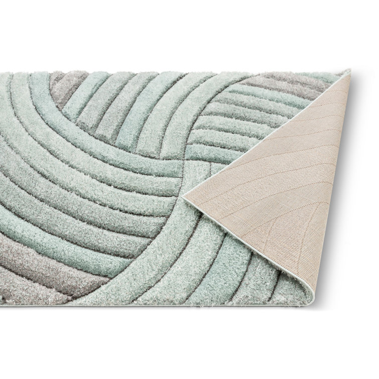 Blue and Gray Geometric Shag Area Rug 3'11" x 5'3"