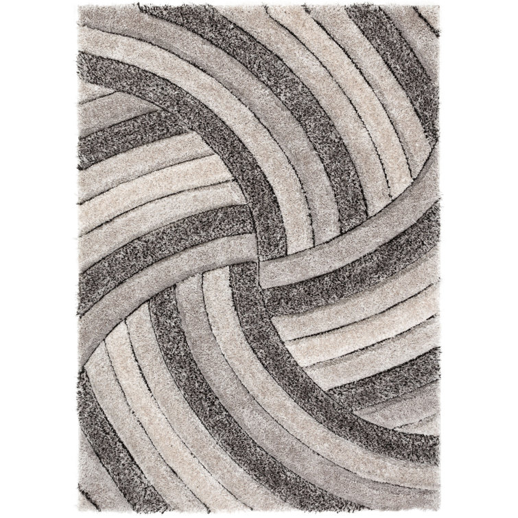 San Francisco Gray Geometric Shag Area Rug