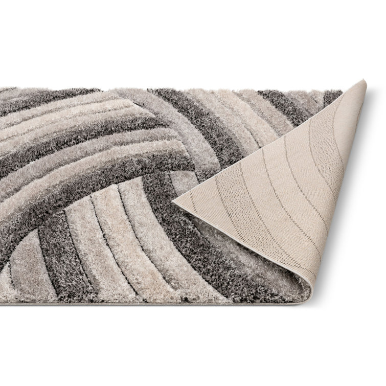 San Francisco Gray Geometric Shag Area Rug
