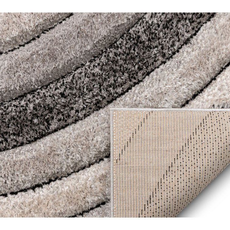 San Francisco Gray Geometric Shag Area Rug