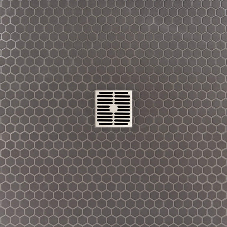 Slim 10.23" x 11.81" Black Polished Porcelain Mosaic Tile