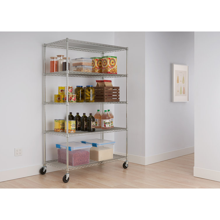 EcoStorage 48" Chrome 5-Tier Commercial Wire Shelving Unit
