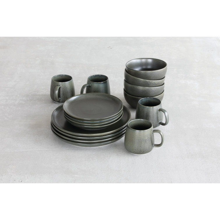 Fortessa Sound Forest Green Porcelain 16-Piece Dinnerware Set