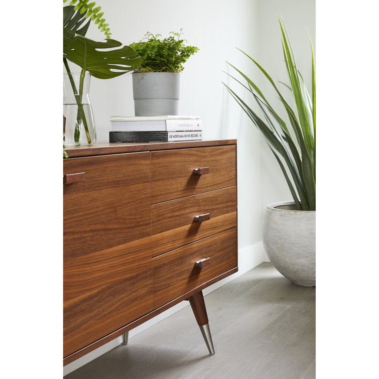 Sienna Walnut Mid-Century Modern Sideboard with Tapered Legs