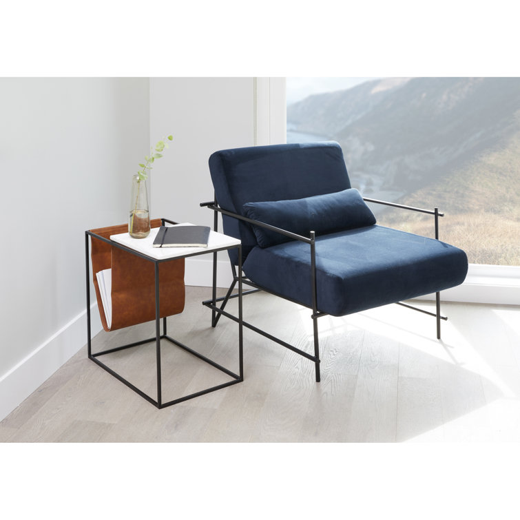 Nicholas Black and Brown Metal Rectangular Magazine Rack Table